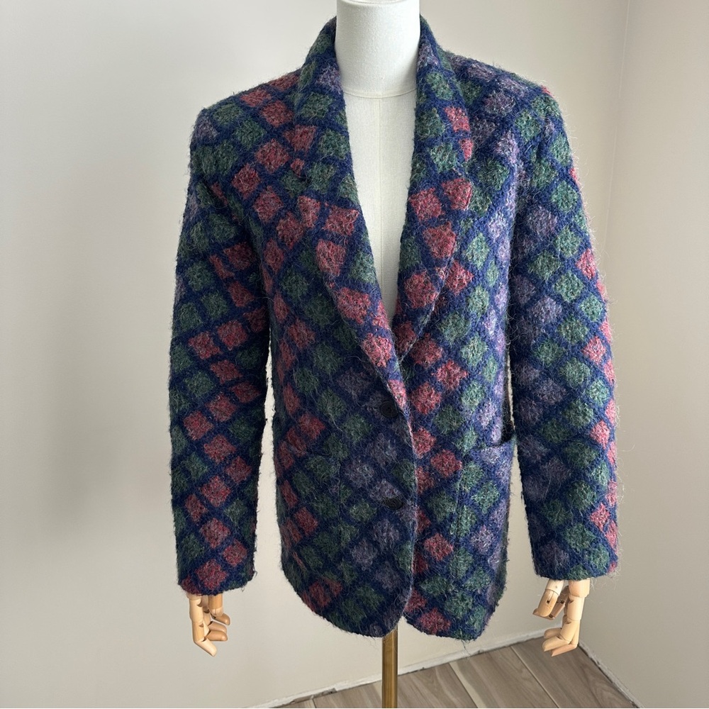 Vintage Mohair Blend Blazer Petite 8 M Made in USA Geometric